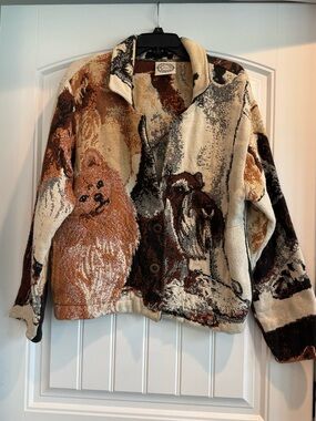 Vintage Sugar Street Weavers Dog Heaven Button Sweater
